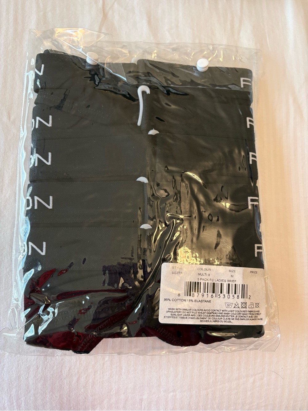 NWT French Connection Ladies Brief Set 5-Pack All Black Size Medium